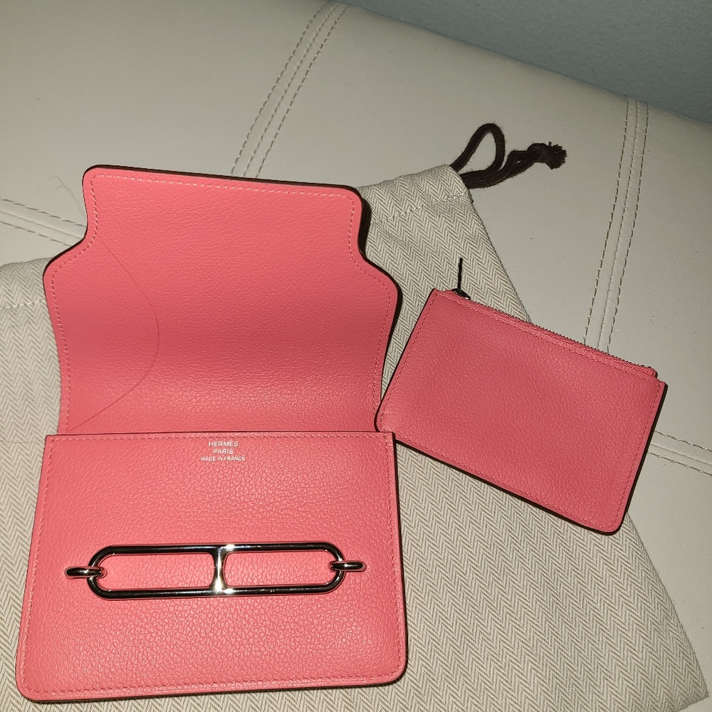 NEW Hermes Roulis Rose Pink Slim Wallet Belt Bag